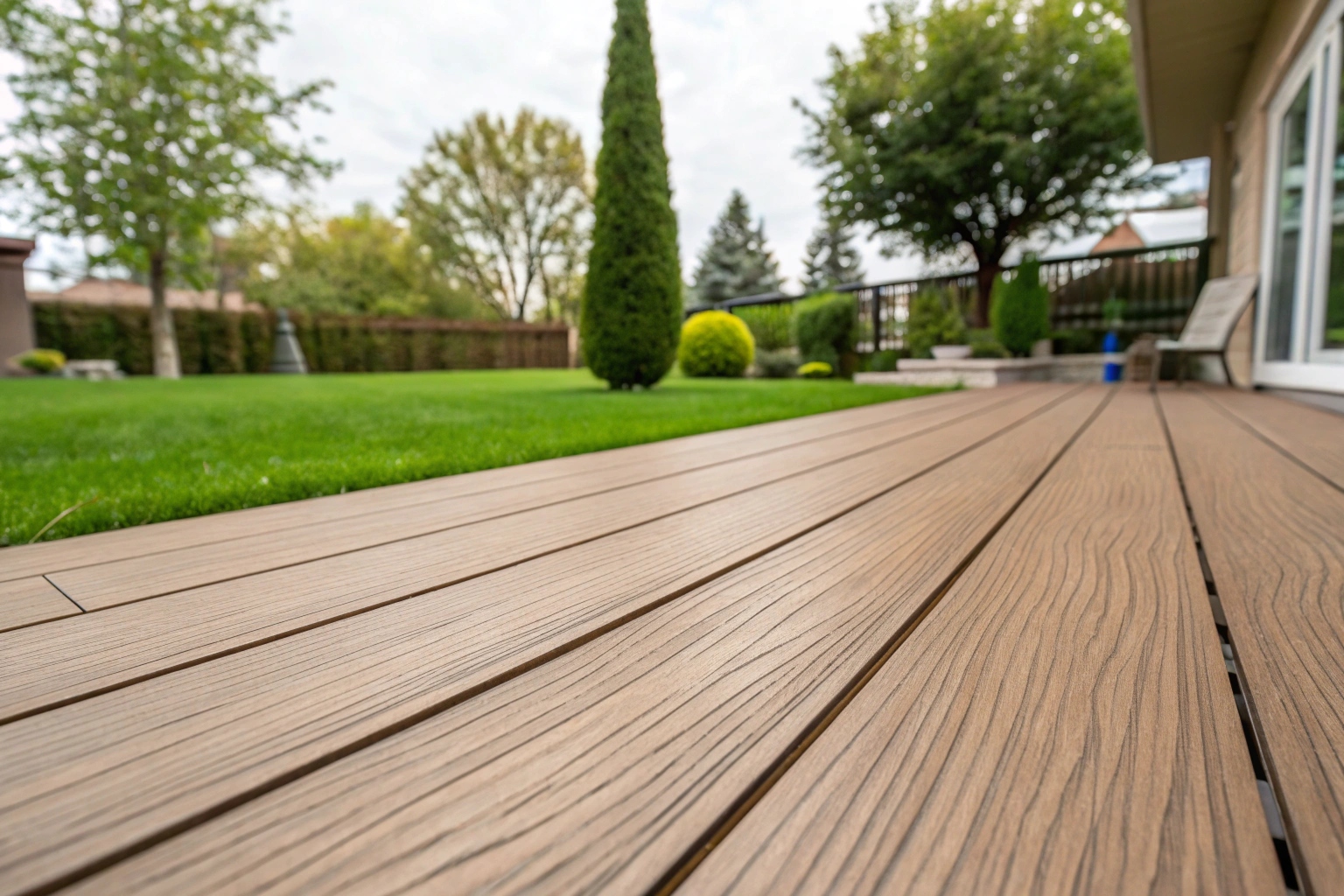 Close-up of composite decking board resistant to humidity and termites in Helensvale