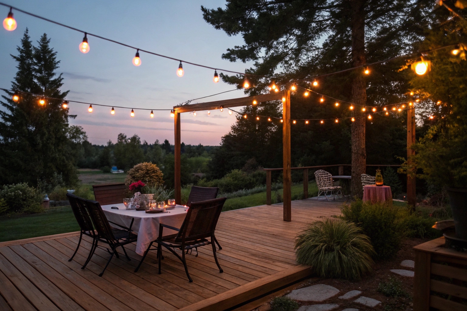 Timber deck set up for evening entertaining in Miami, Gold Coast