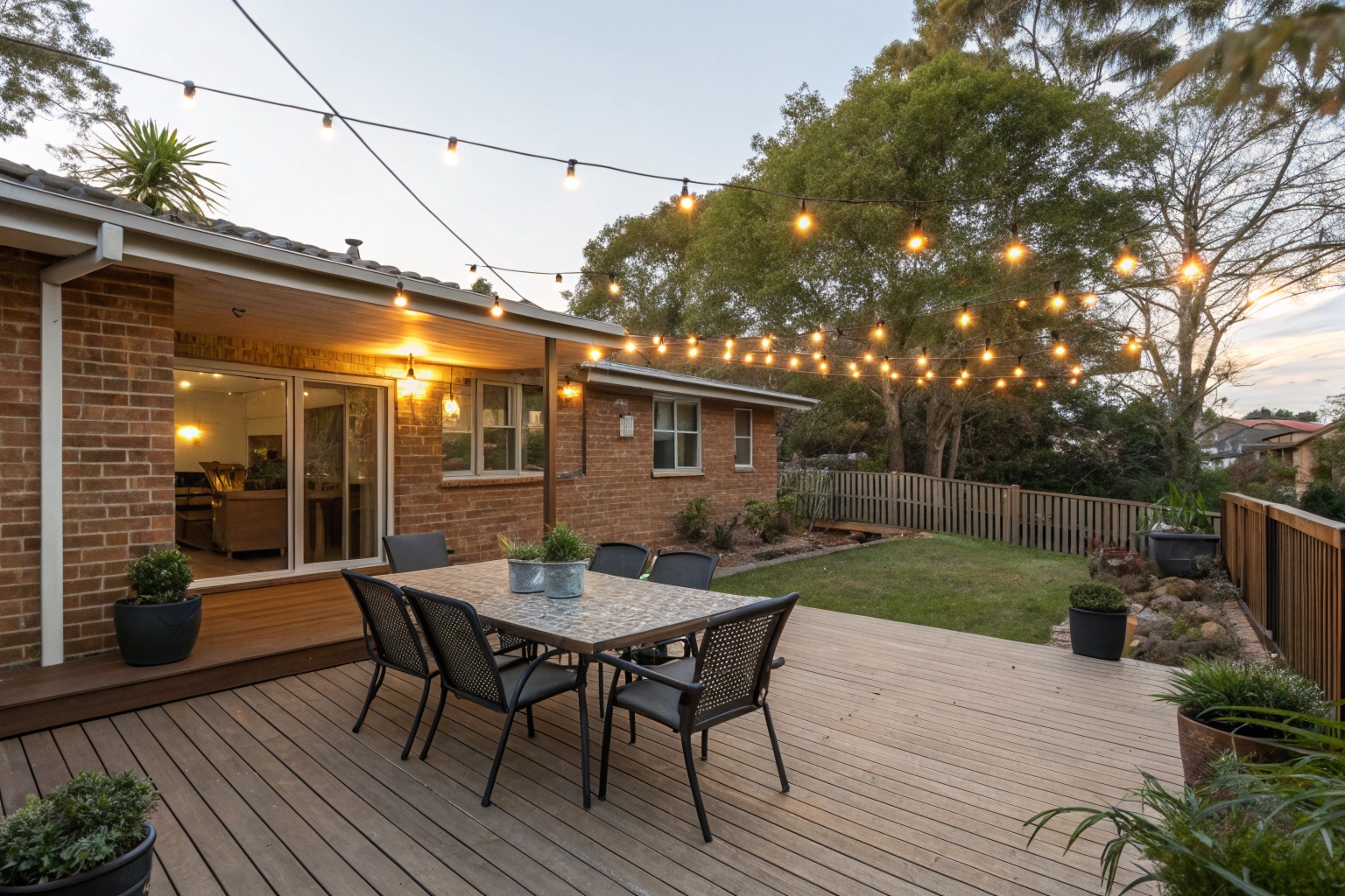 Backyard entertaining deck with outdoor seating for a Molendinar home near Carrara