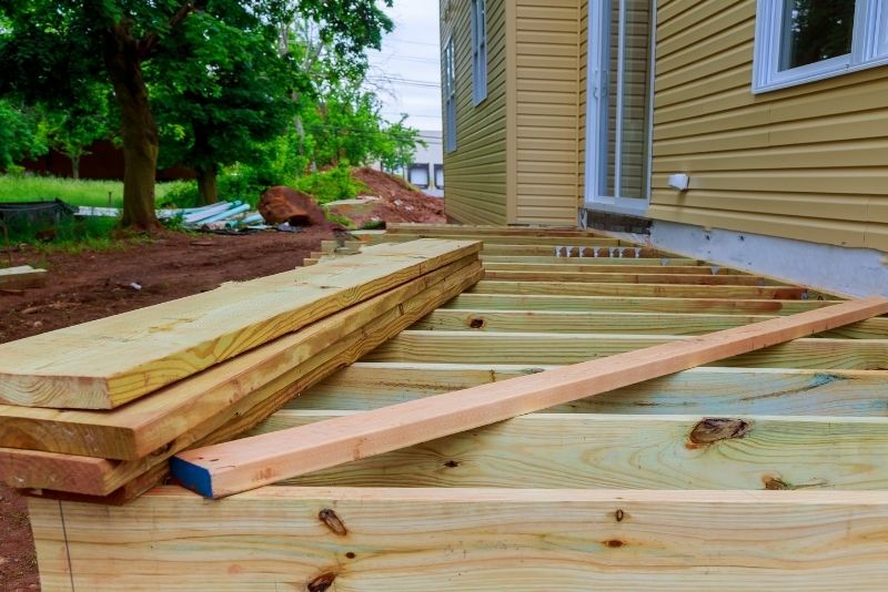 Timber decking ongoing in a home