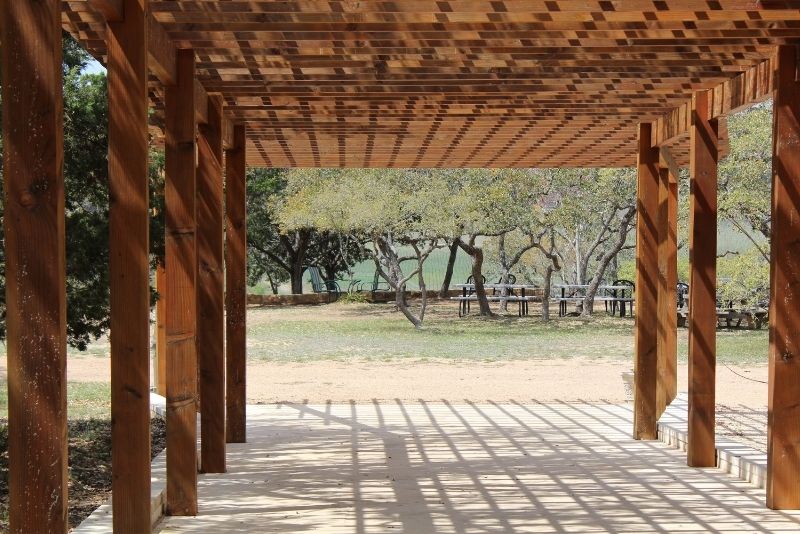 A wooden pergola