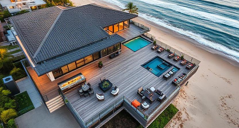 Broadbeach waterfront luxury elevated view of composite deck oasis enhancing coastal property value
