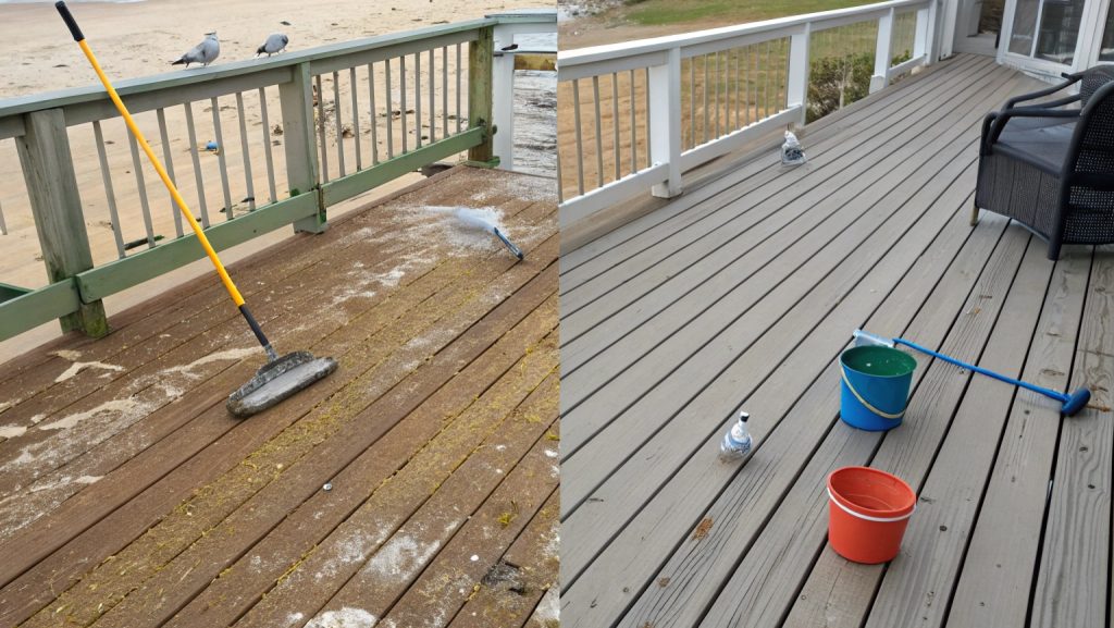 Comparison of high maintenance timber deck versus low maintenance composite decking materials for coastal homes