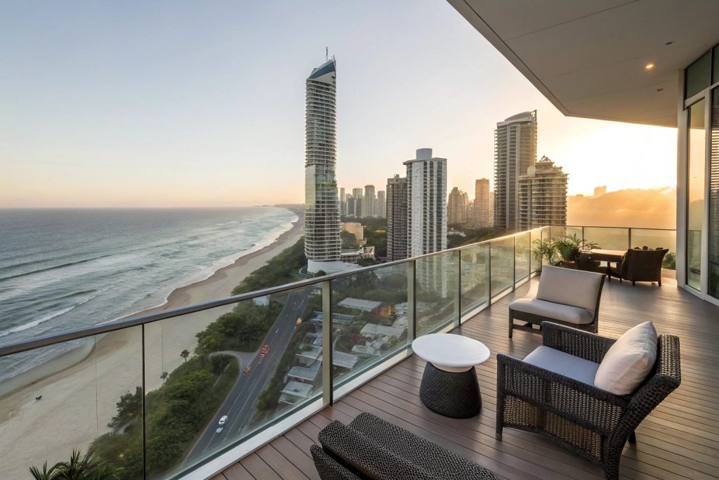 Modern composite deck with ocean views in Surfers Paradise
