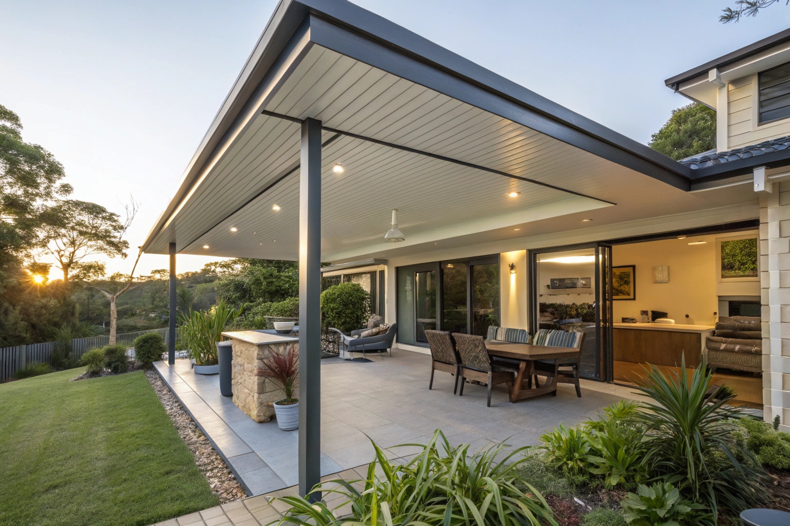 Covered patio Gold Coast with Colorbond roofing and outdoor entertaining area