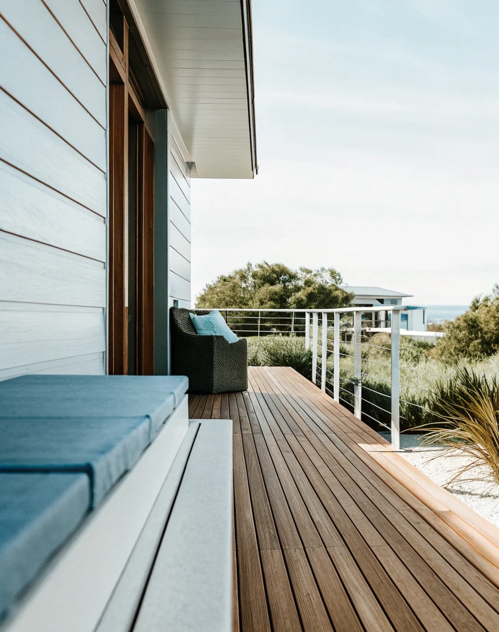 Beautiful hardwood deck with rich natural timber grain