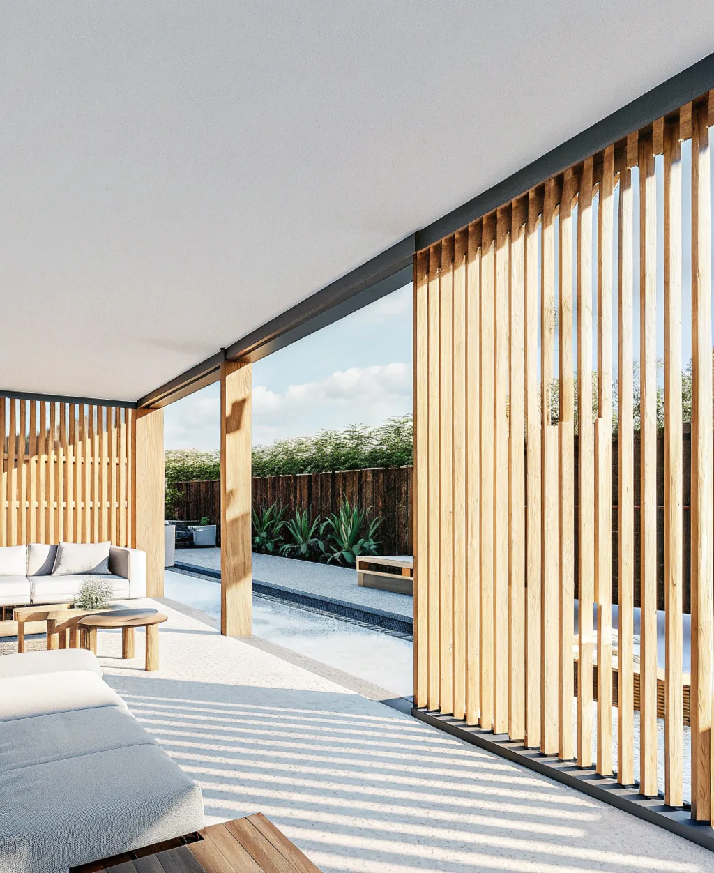 Beautiful timber privacy screening with decorative detail