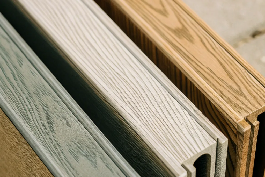 Close-up view of ModWood composite decking boards