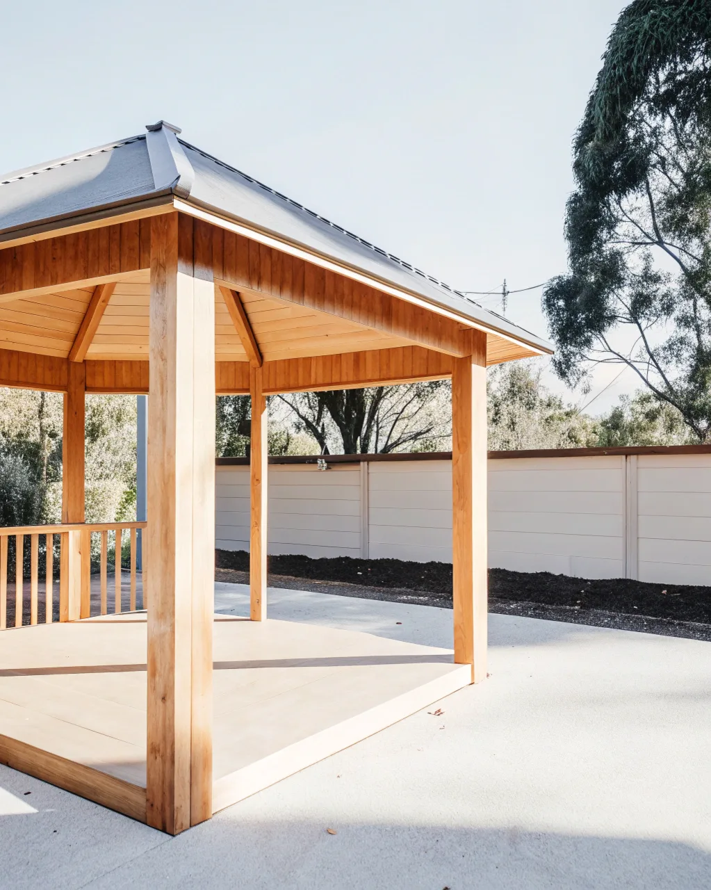 Custom timber gazebo in an Australian backyard