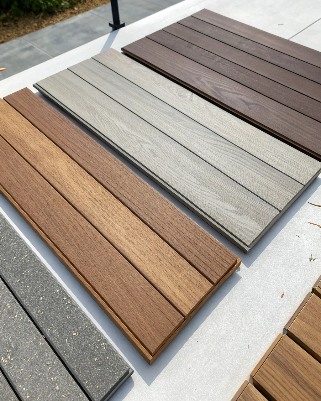 Overhead shot of coastal decking materials
